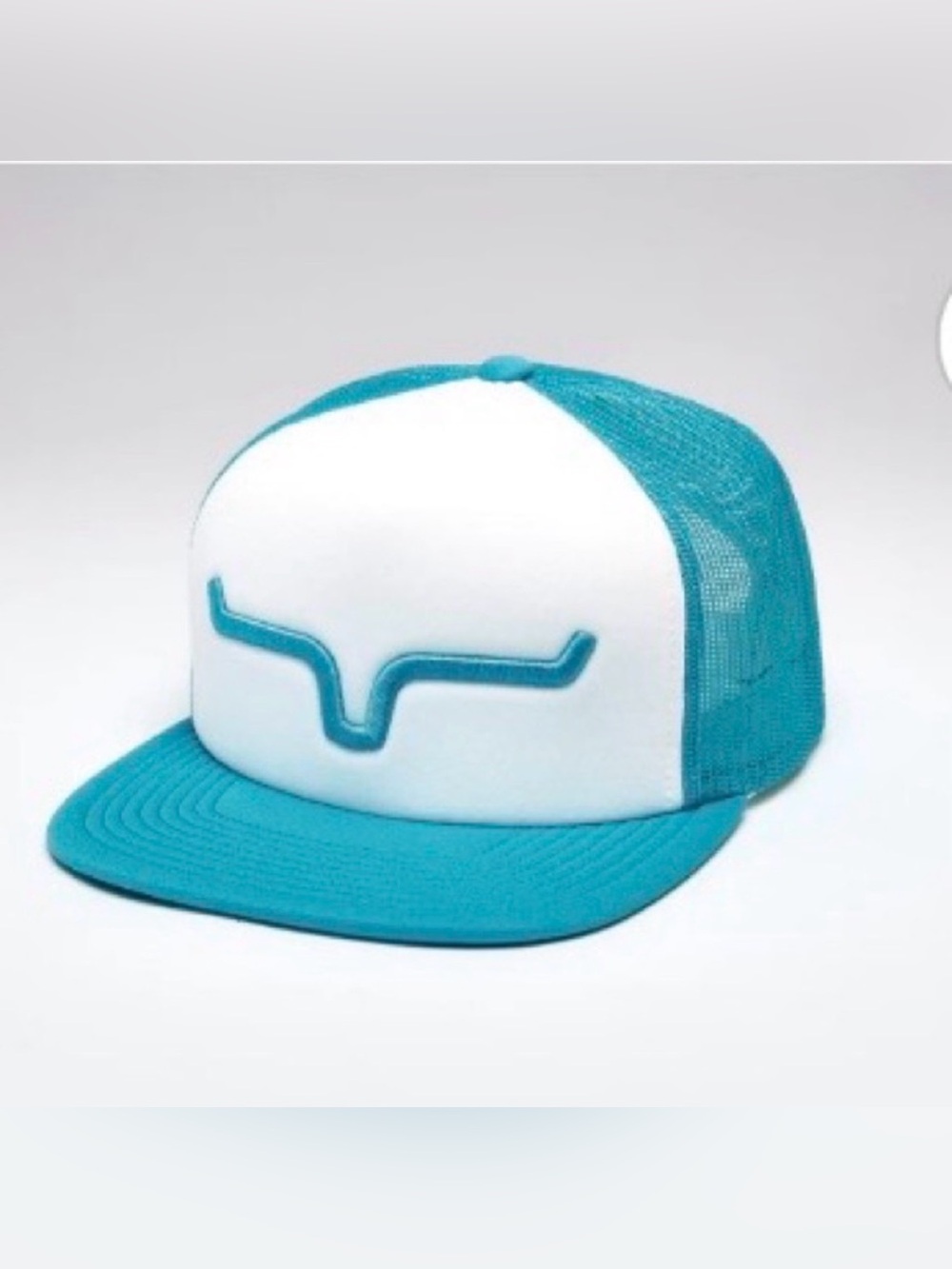 Kimes Ranch Trucker Hat Teal and White Adjustable